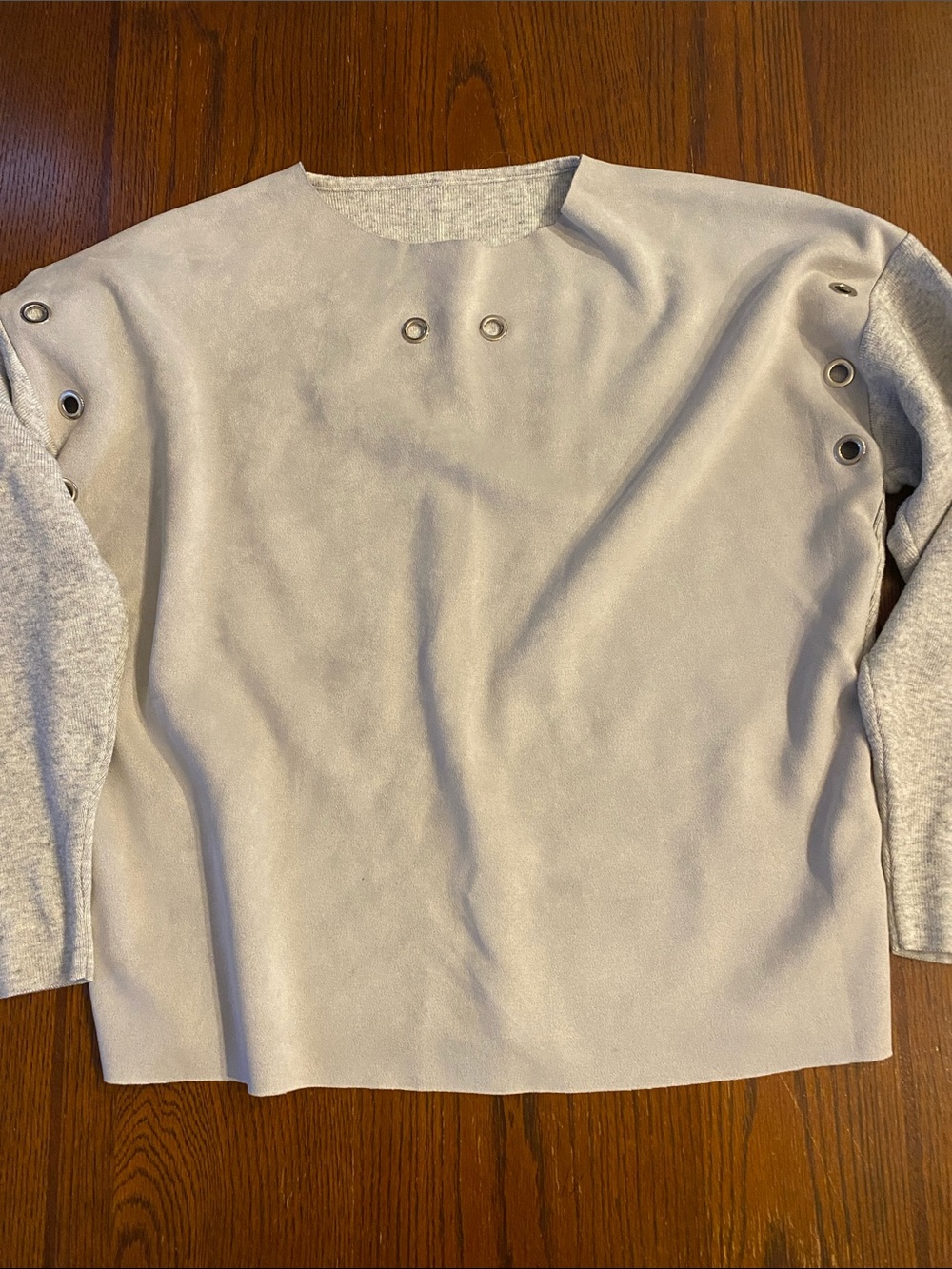 Light Gray Eyelet Detail Sweater